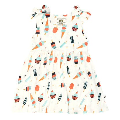 Pattern Bow Knot Shoulder Tank Dress