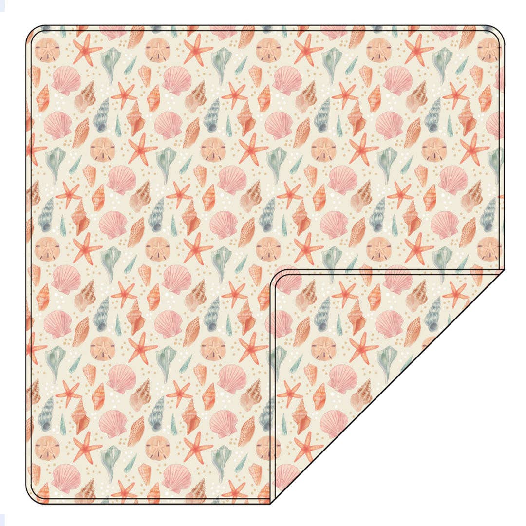 Sandy Seashells Bamboo Throw Blanket Coastal Gift