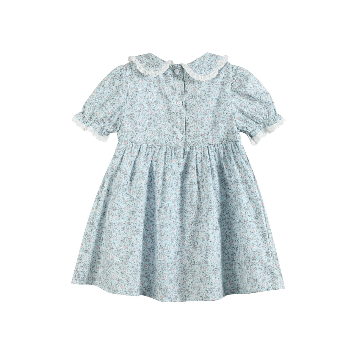 Floral Blue Dove Smocked Collared Dress