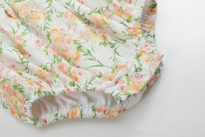 Floral Smocked Collared Bubble Romper