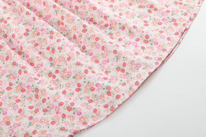 Floral Strawberry Smocked Flutter Dress