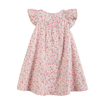 Floral Strawberry Smocked Flutter Dress