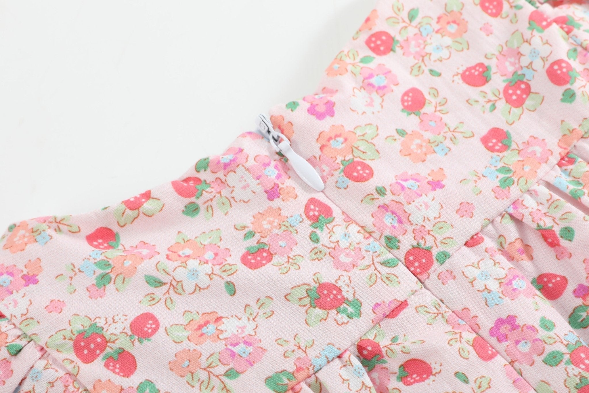 Floral Strawberry Smocked Flutter Romper