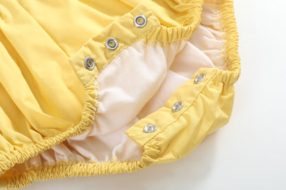 Golden Wheat Pumpkin Smocked Petal Collar Bubble Romper