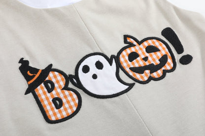 Gray Boo Applique Longalls