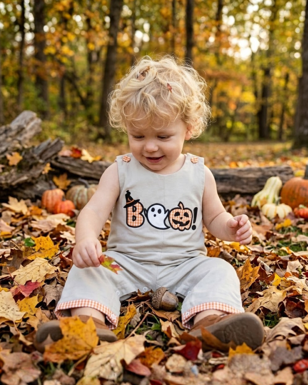Gray Boo Applique Longalls