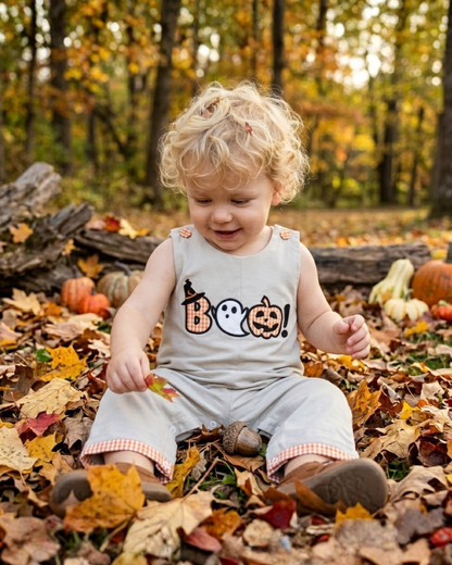 Gray Boo Applique Longalls