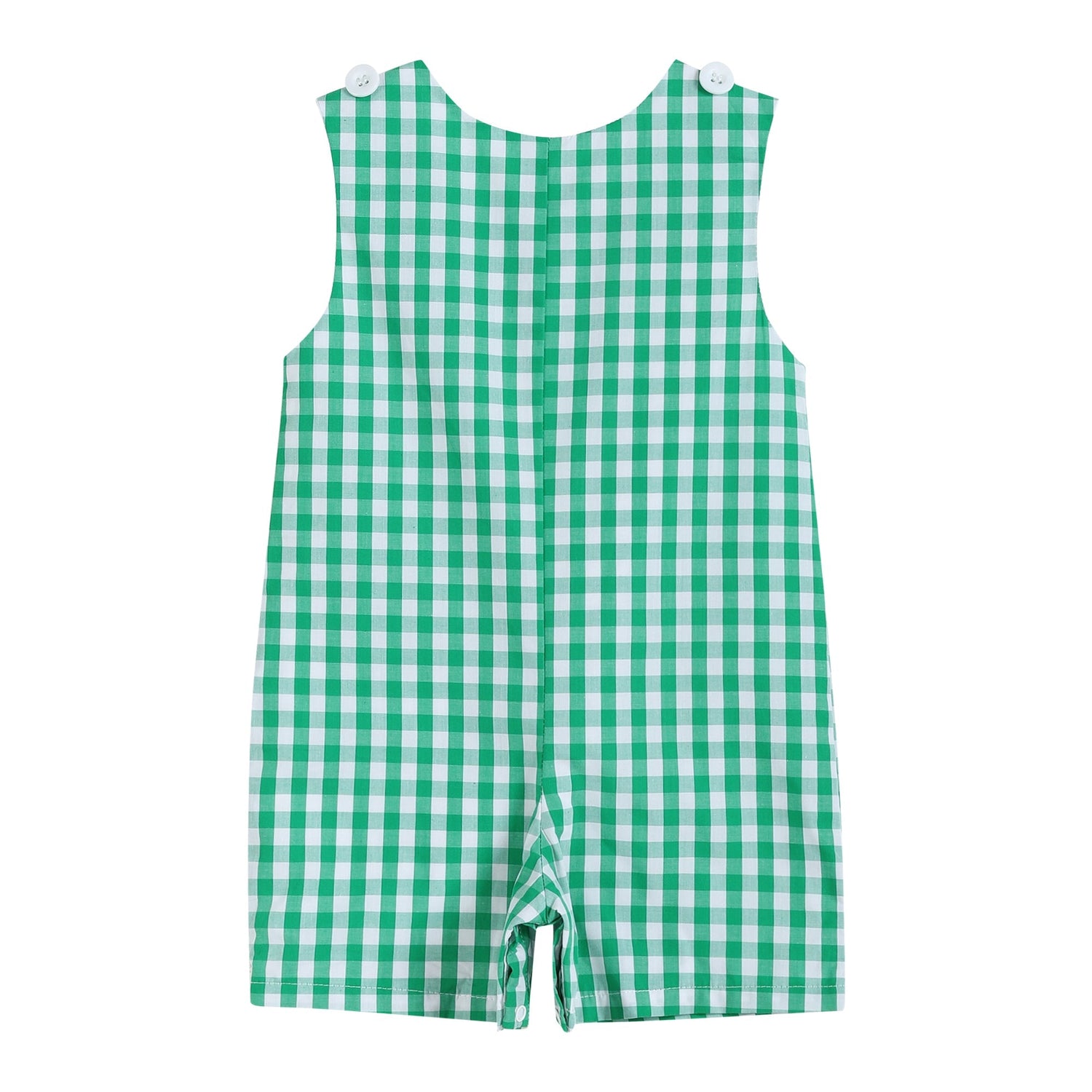Green Gingham Watermelon Applique Overalls