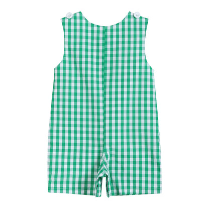 Green Gingham Watermelon Applique Overalls