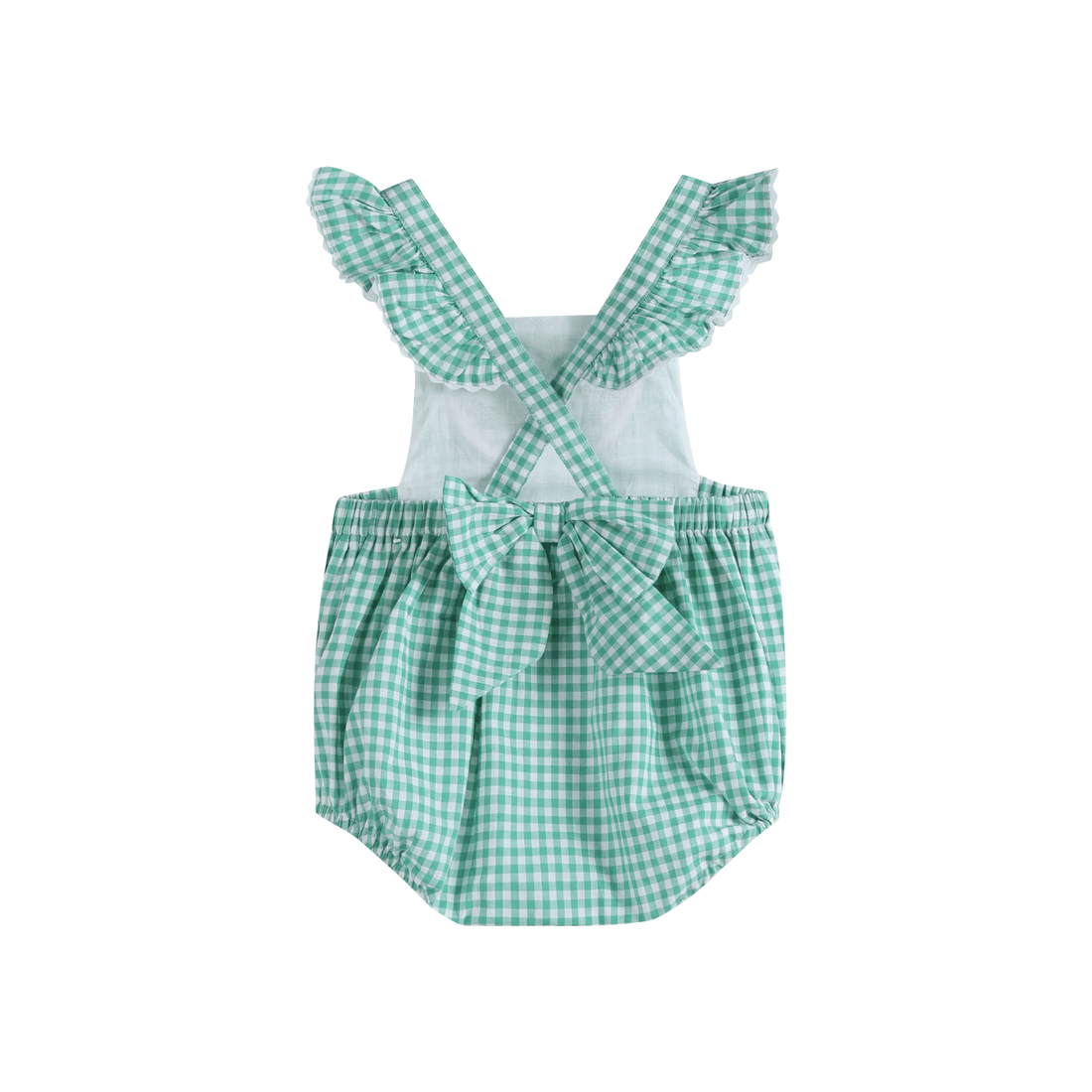 Green Gingham Watermelon Ruffle Romper