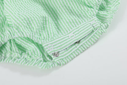 Green Seersucker Bunny Smocked Flutter Romper