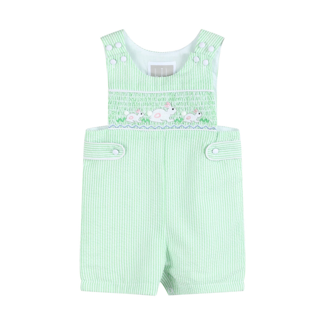 Green Seersucker Easter Bunny Smocked Jon Jons