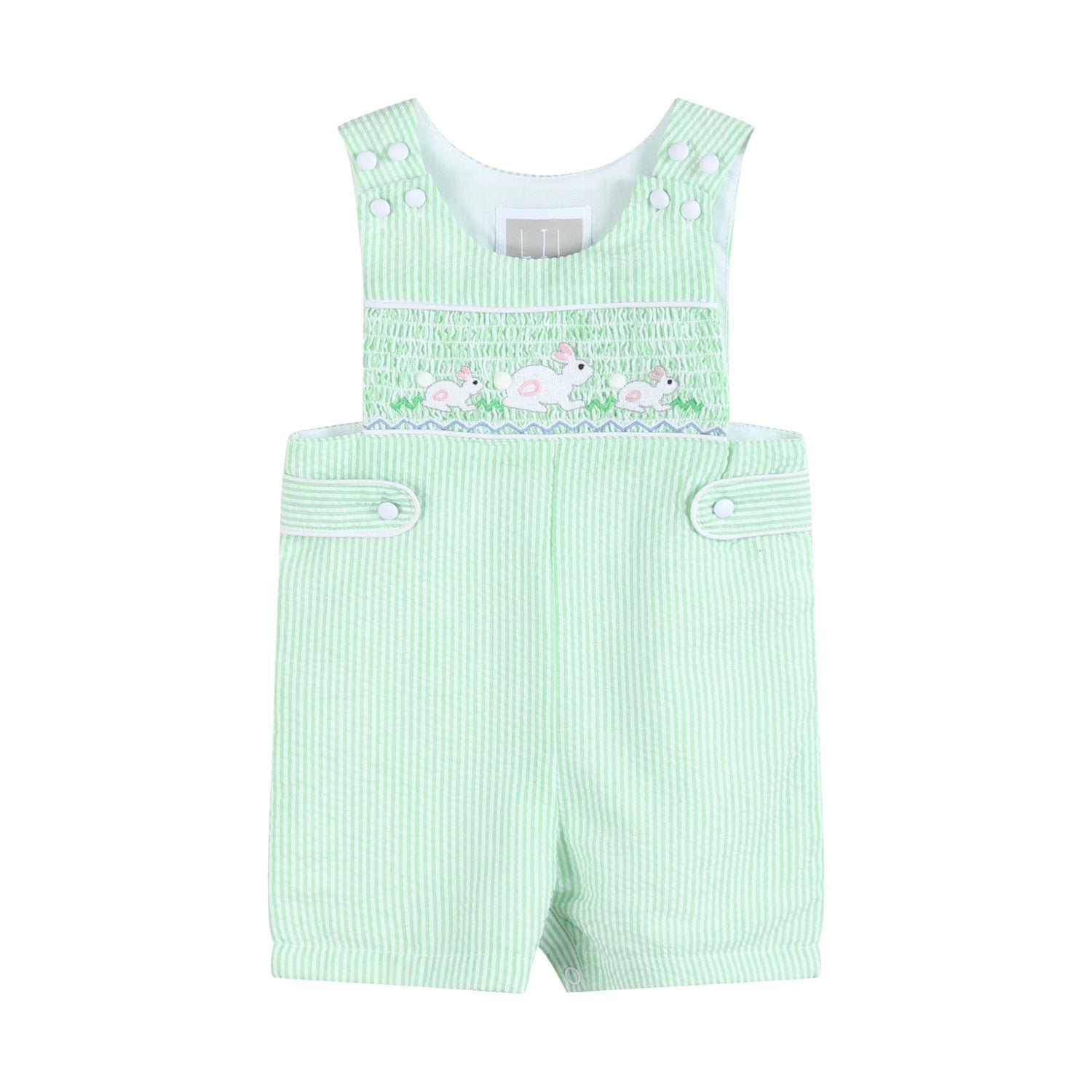 Green Seersucker Easter Bunny Smocked Jon Jons