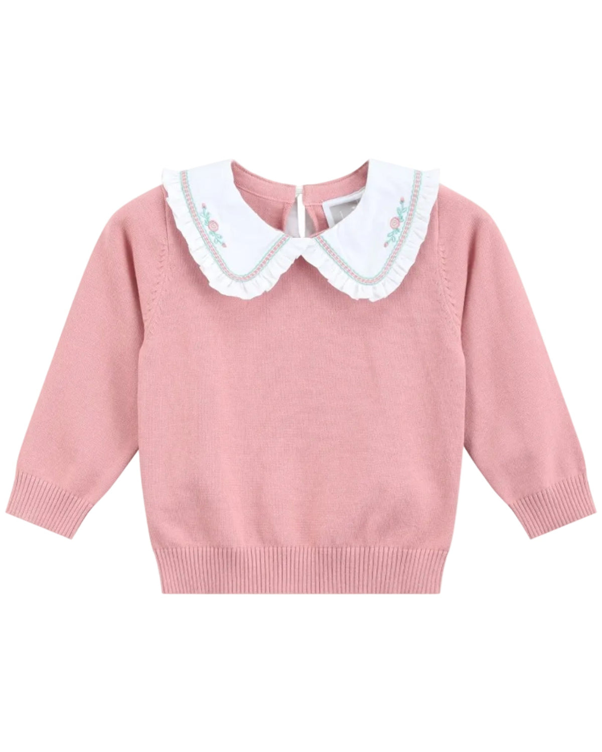 Heirloom Pink Roses Collared Sweater