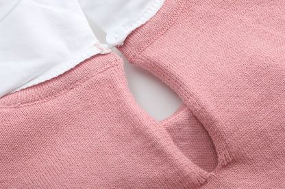 Heirloom Pink Roses Collared Sweater