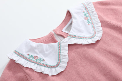 Heirloom Pink Roses Collared Sweater
