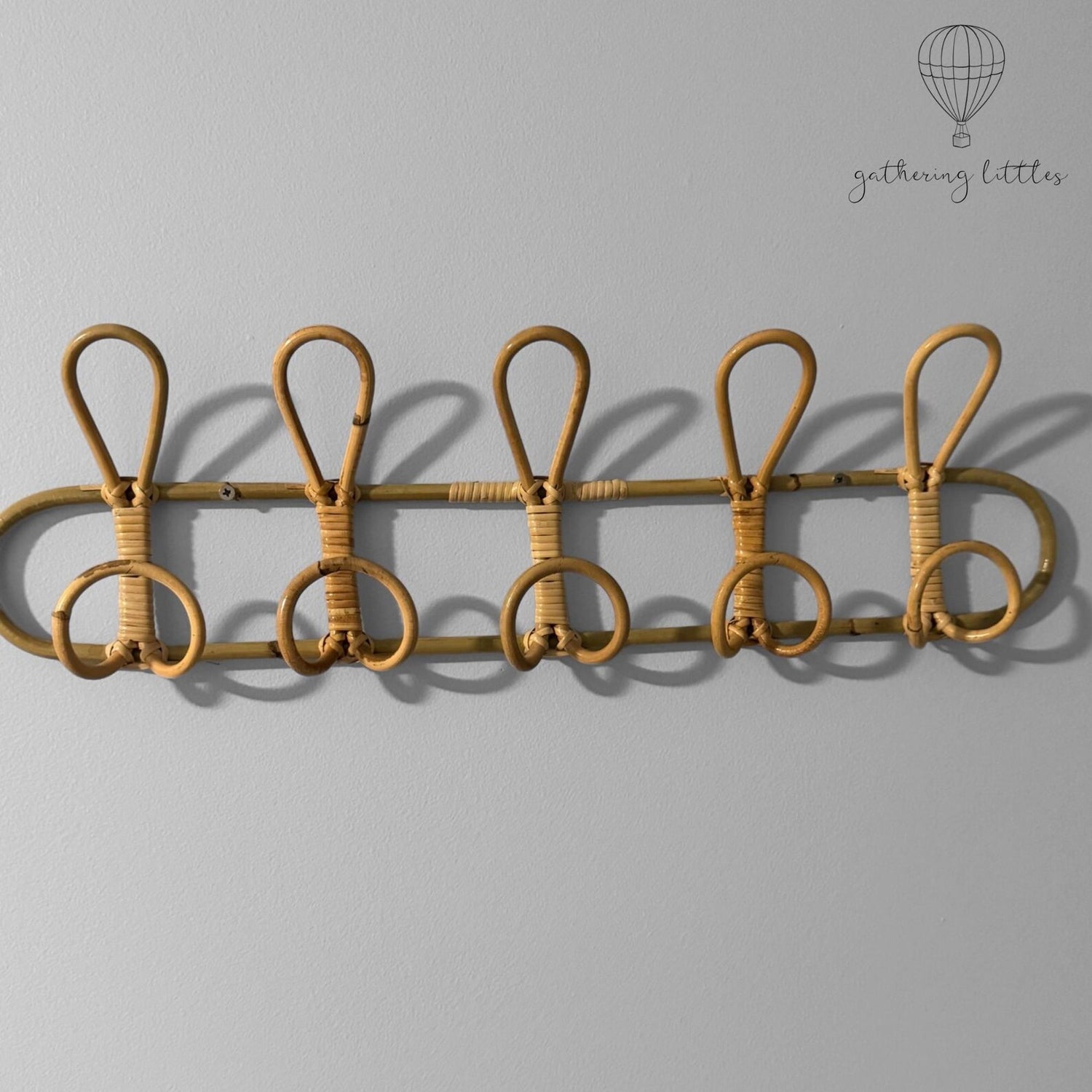 Bamboo Rattan Wall Hooks for Baby Nursery