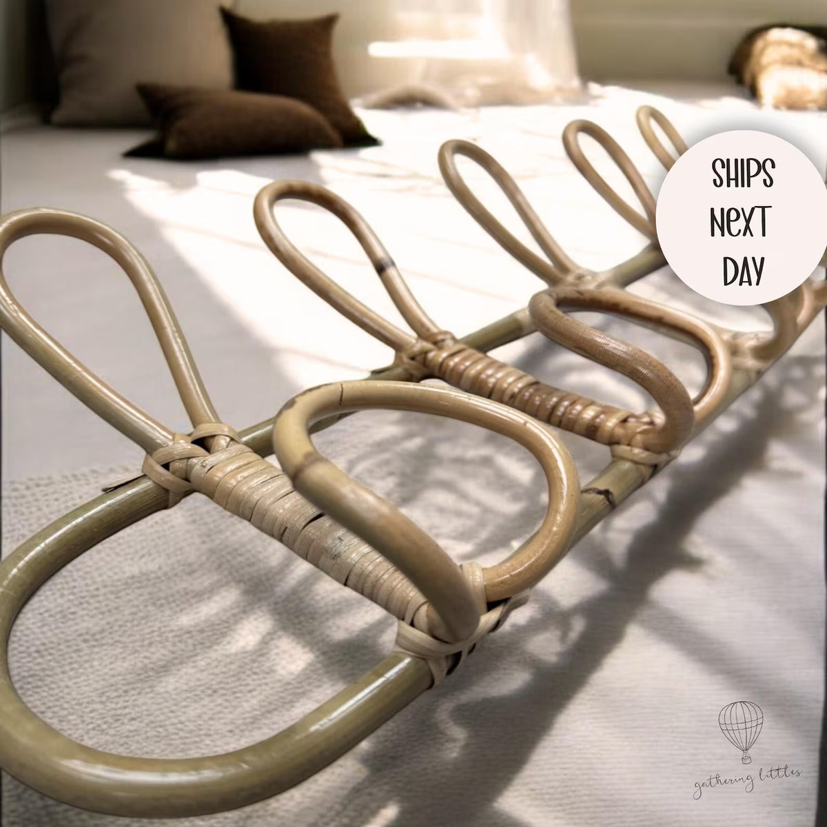 Bamboo Rattan Wall Hooks for Baby Nursery