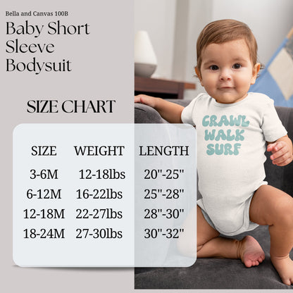 Crawl Walk Surf Baby Onesie, Surfer Baby Onesie, Cute Toddler Retro Shirt - Retro Natural Infant, Toddler &amp; Youth Tee - Gathering Littles