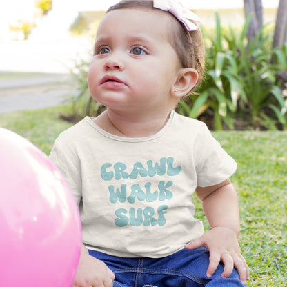 Crawl Walk Surf Baby Onesie, Surfer Baby Onesie, Cute Toddler Retro Shirt - Retro Natural Infant, Toddler &amp; Youth Tee - Gathering Littles