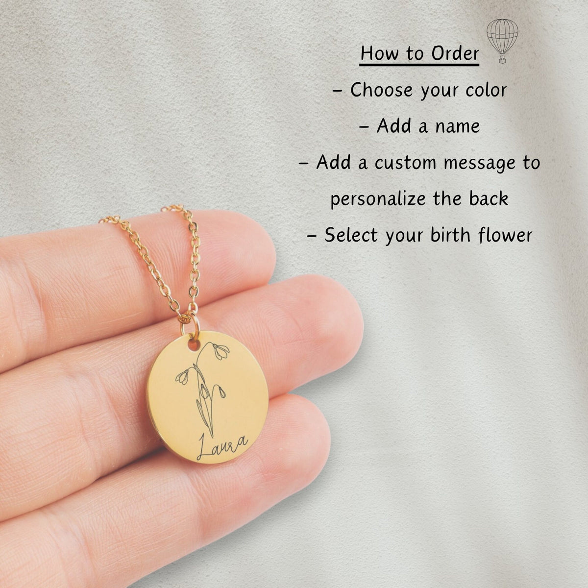 Personalized Birth Flower Birthday Gift for Niece, Personalized Name Birthflower Necklace, Birth Flower Necklace, Gifted Birthflowers - Gathering Littles