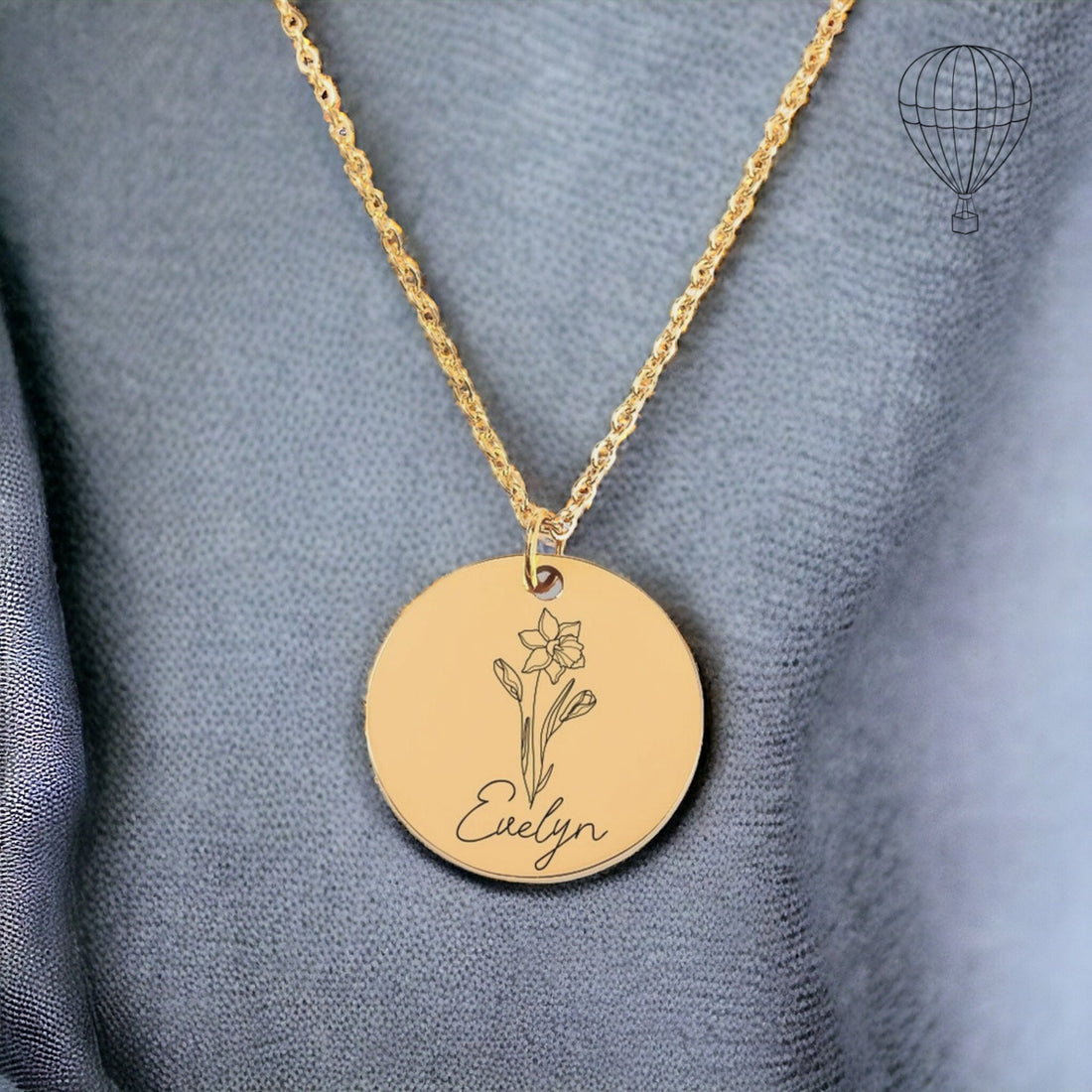 Personalized Birth Flower Gift for Mom, Personalized Name Birthflower Necklace