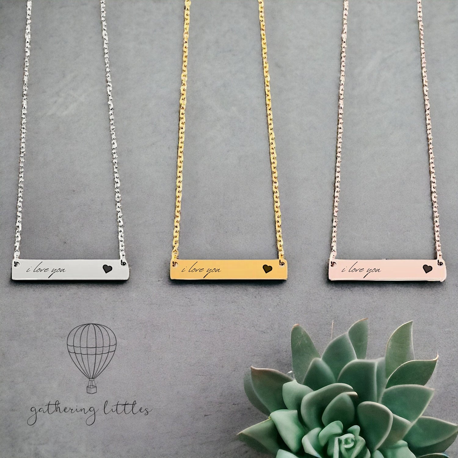 Custom Bar Necklace, Name Plate Necklace, Coordinate Necklace, Gold Bar Necklace - Gathering Littles