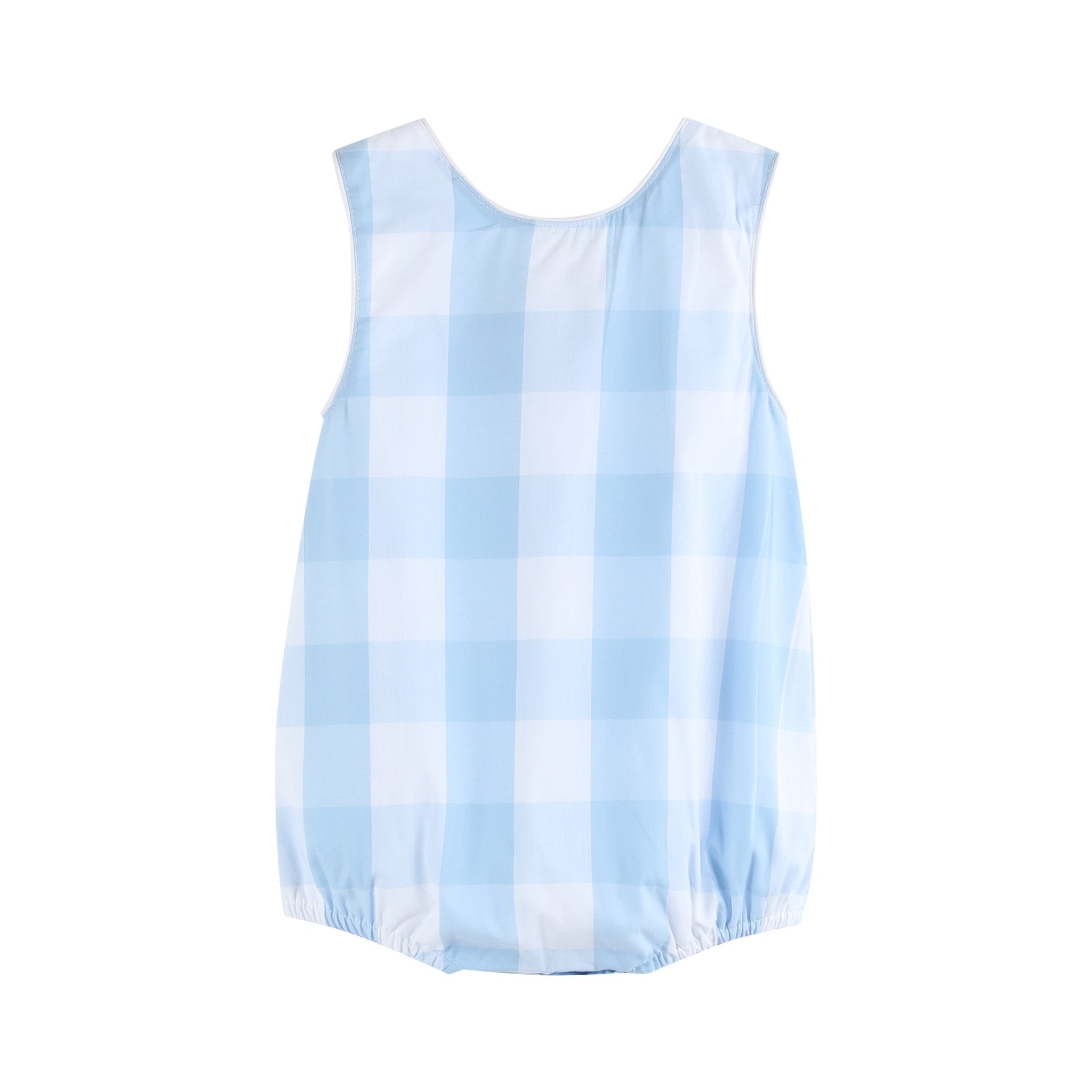Large Blue Check Bubble Romper