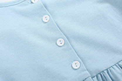 Light Blue Christmas Tree Smocked Knit Dress