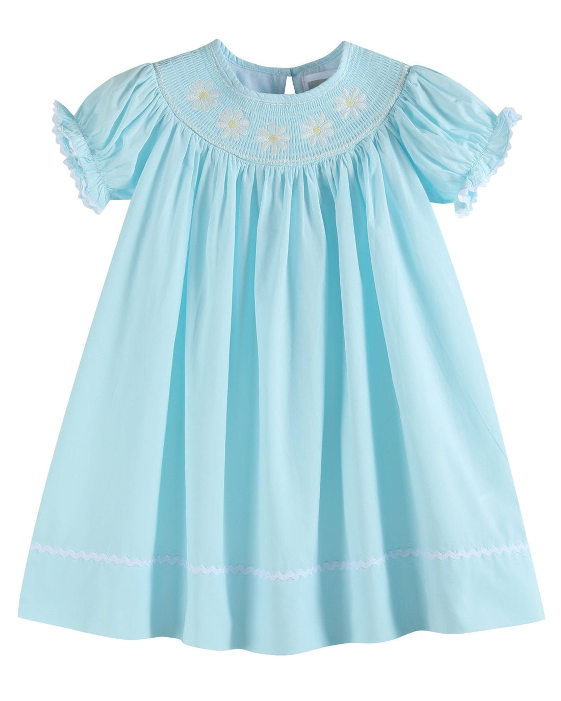 Light Blue Daisy Smocked Bishop Dress