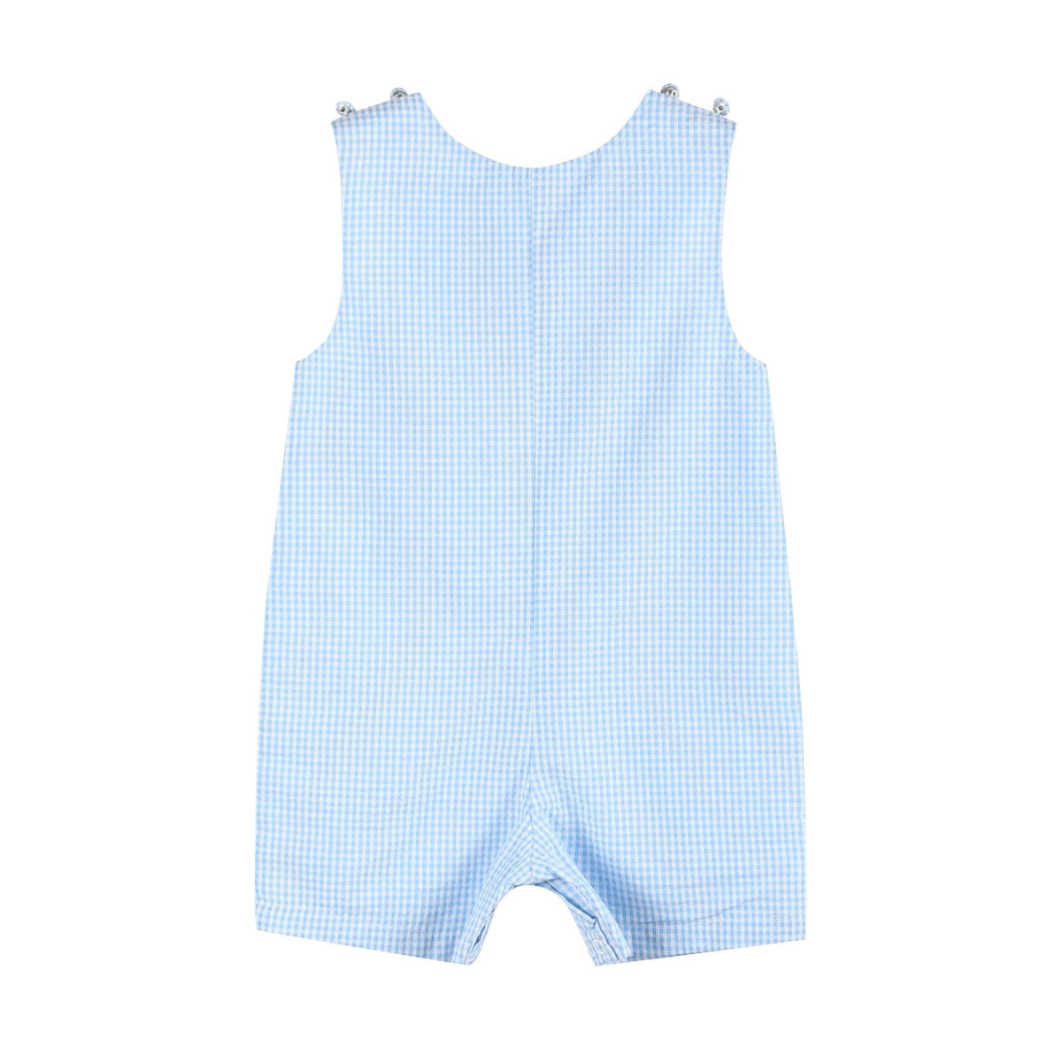 Light Blue Gingham Bunny Applique Shortalls