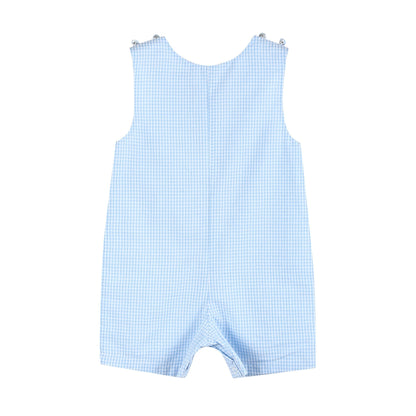 Light Blue Gingham Bunny Applique Shortalls