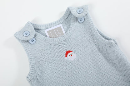 Light Blue Santa Knit Romper