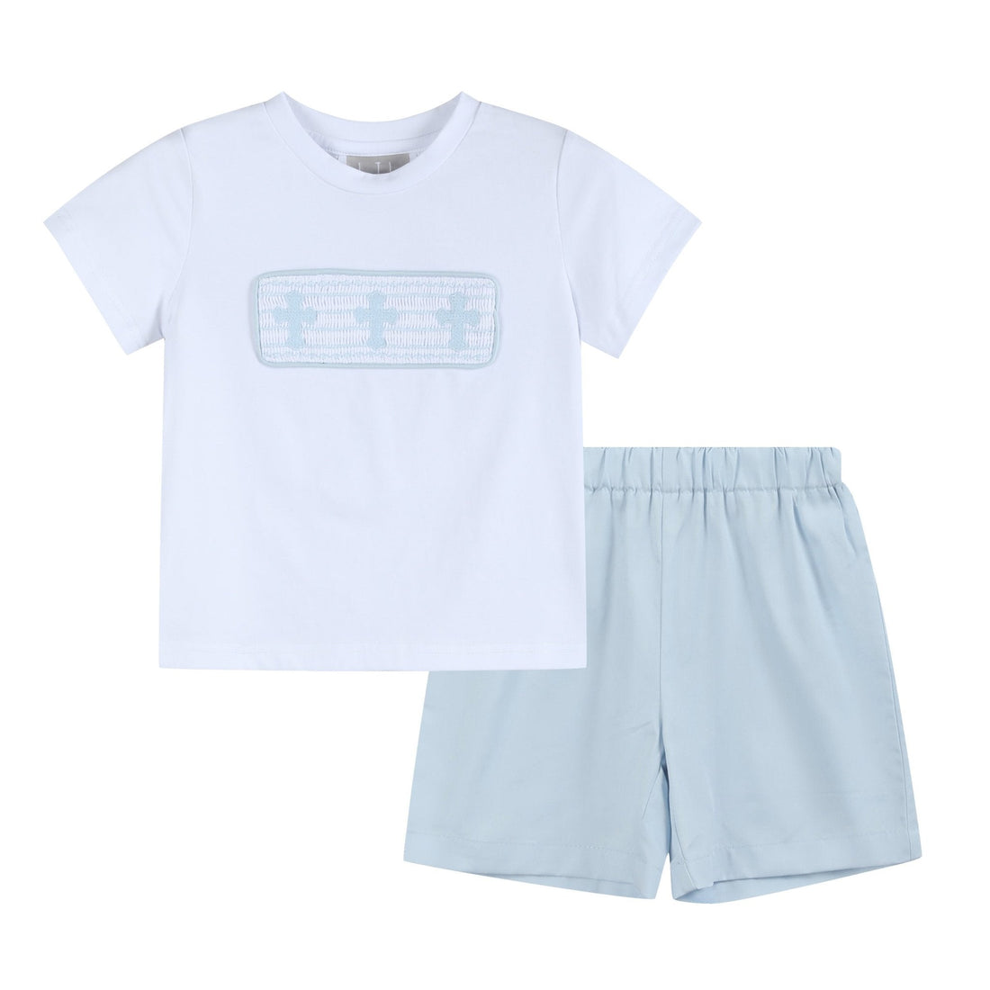Light Blue Shorts and White Crosses Shirt Set