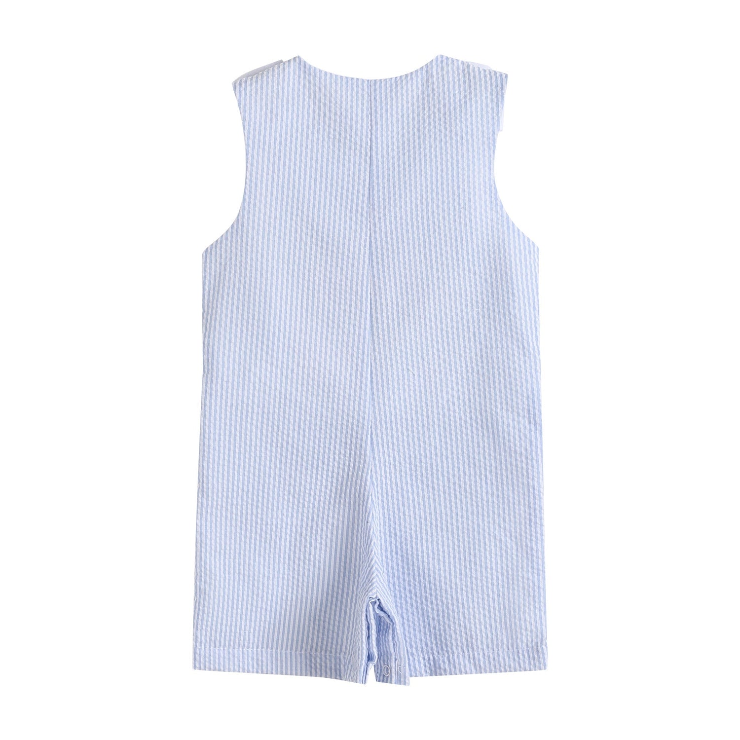 Light Blue Stripe Turtle Appliqué Shortalls