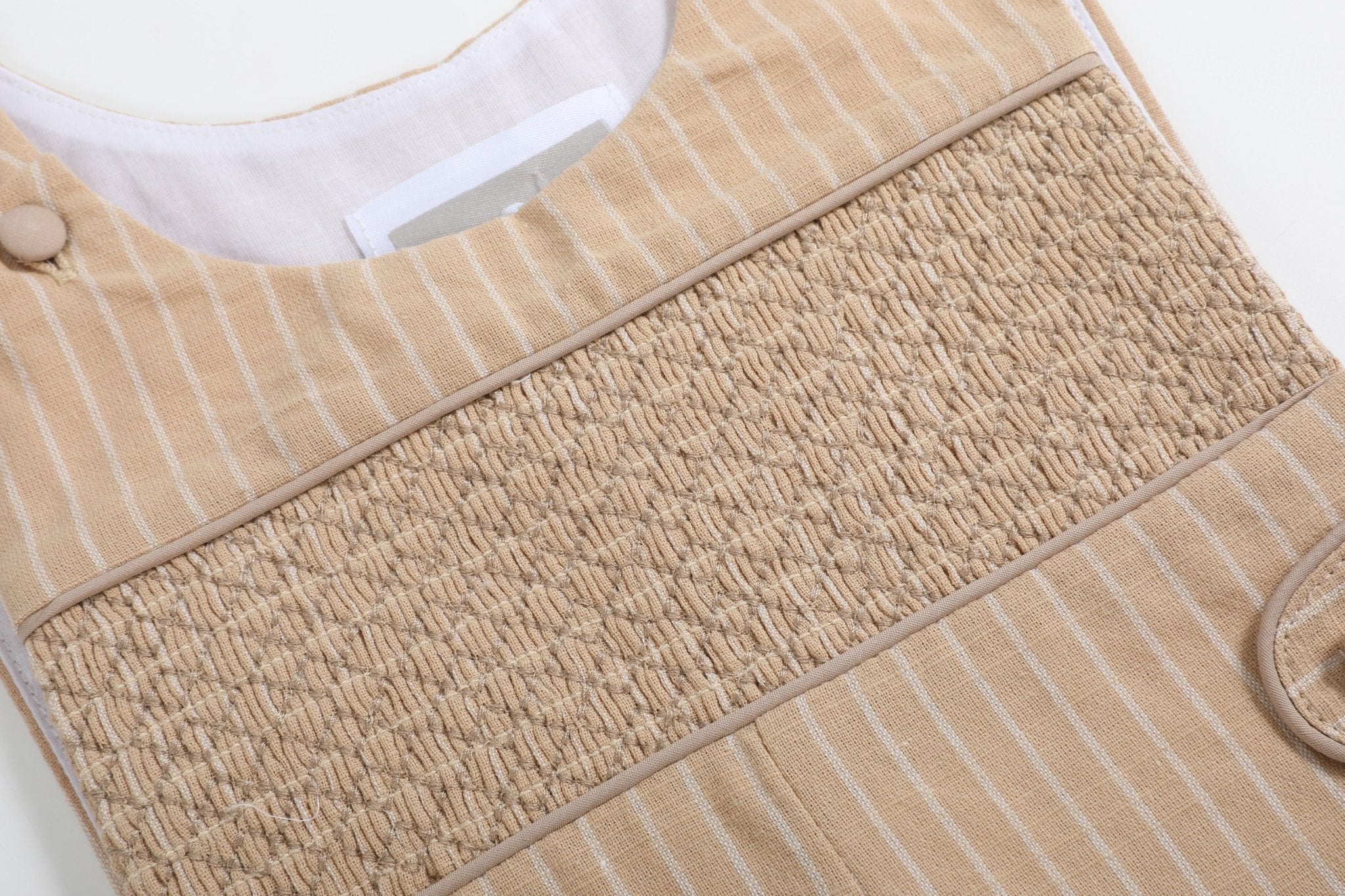 Light Brown Pinstripe Smocked Jon Jons