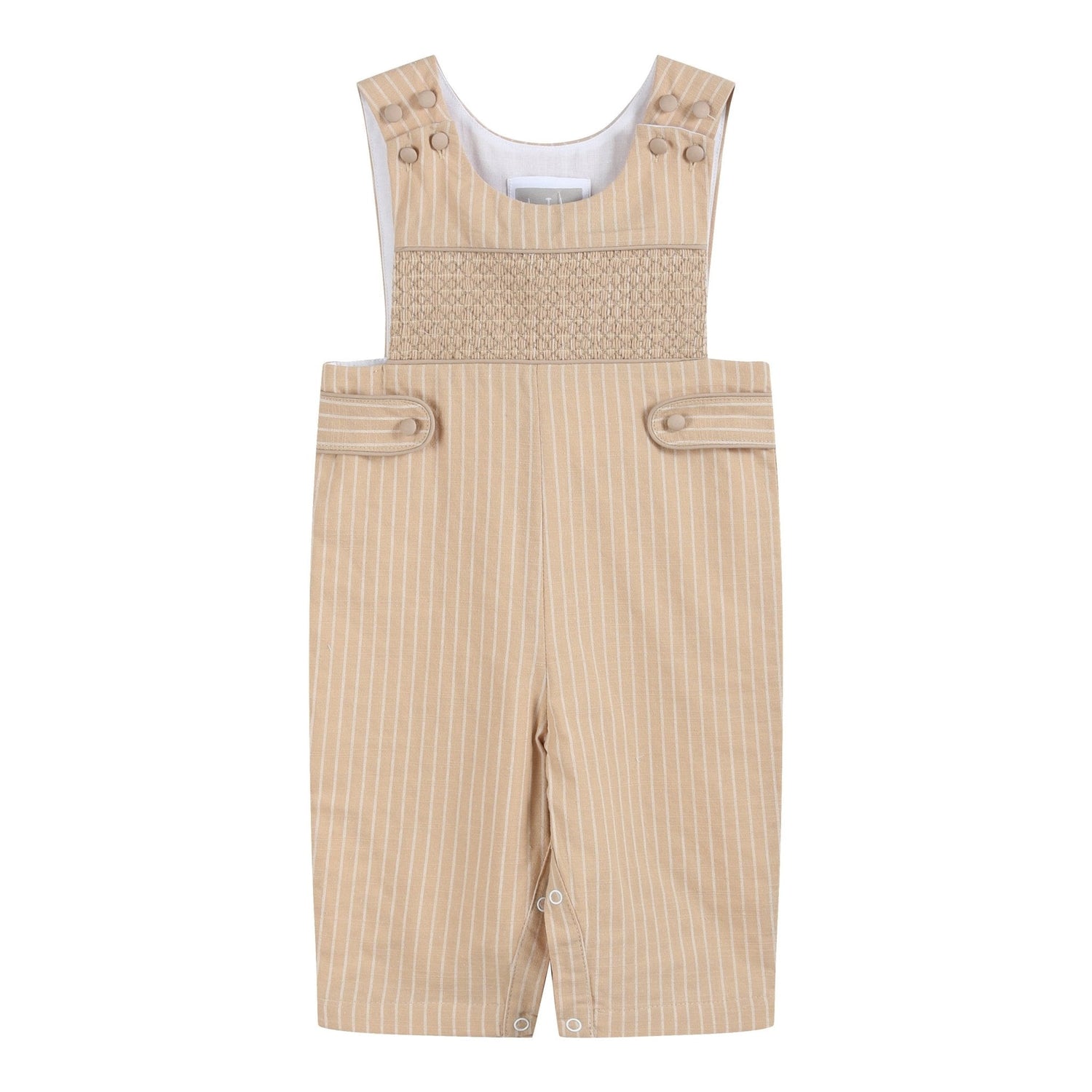 Light Brown Pinstripe Smocked Jon Jons