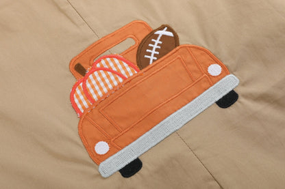 Light Brown Pumpkin Football Truck Overalls