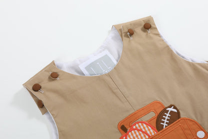 Light Brown Pumpkin Football Truck Overalls