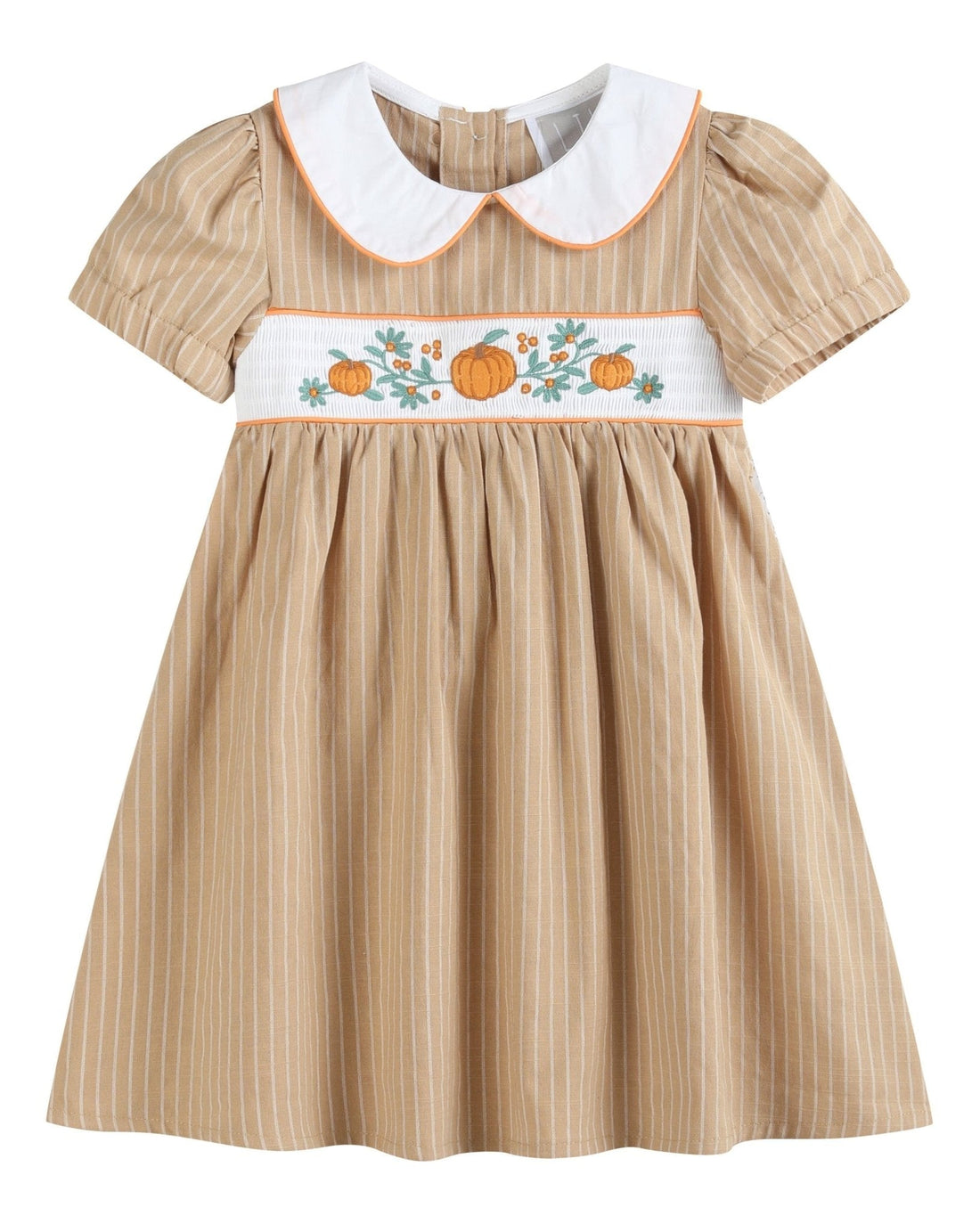 Light Brown Pumpkin Smocked Collared Dress