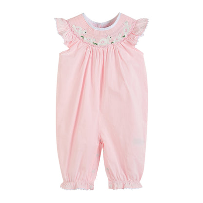 Light Pink Bunny Smocked Romper
