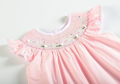 Light Pink Bunny Smocked Romper