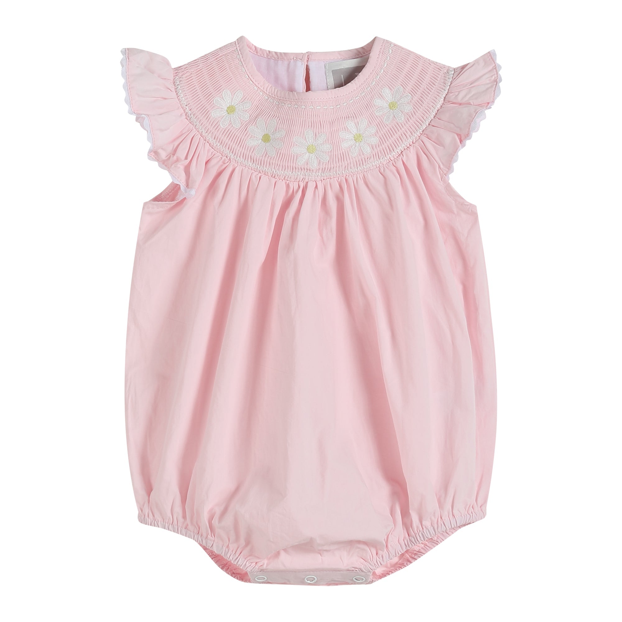 Light Pink Daisy Smocked Ruffle Romper