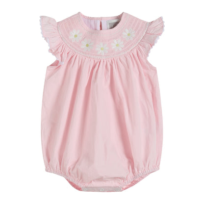 Light Pink Daisy Smocked Ruffle Romper