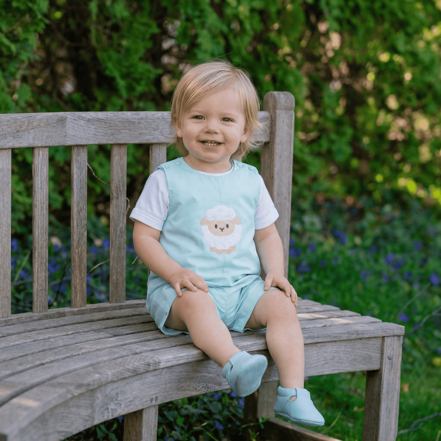 Misty Blue Fuzzy Lamb Shortalls