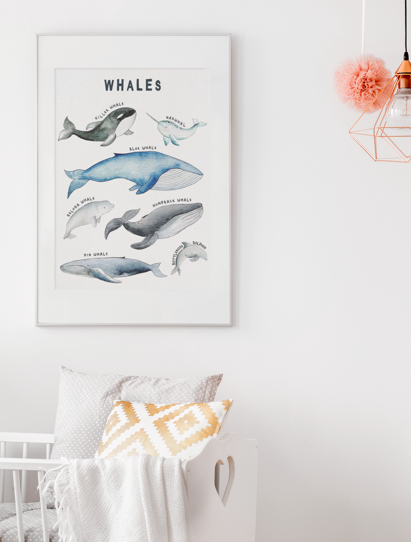 Watercolor Marine Animal Nursery Canvas Art Print - Gathering Littles