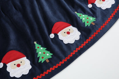 Navy Blue Velvet Santa Christmas Jumper Dress