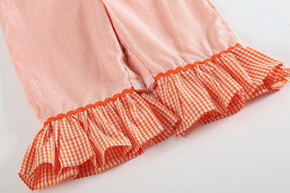 Orange Pinstripe Pumpkin and Bows Playsuit