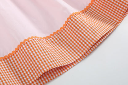 Pink and Orange Gingham Boo Smocked Bishop Dress
