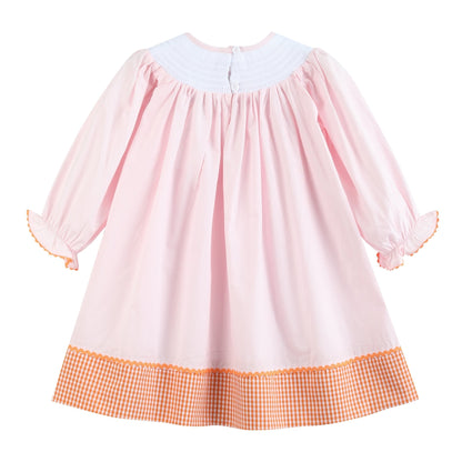 Pink and Orange Gingham Boo Smocked Bishop Dress